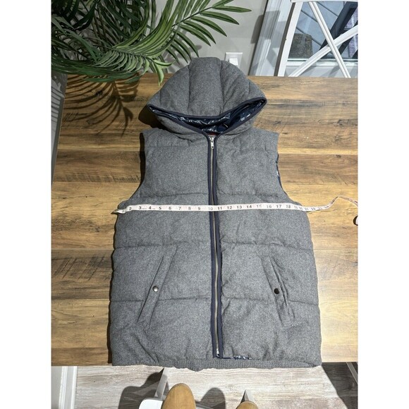 Gap Kids Wool Blend Gray Hooded Puffer Vest Size XXL 14-16 - Picture 3 of 7
